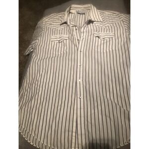 Mens Western Wear Short Sleeve Pearl Buttons "silver Collection By Karman Stripe